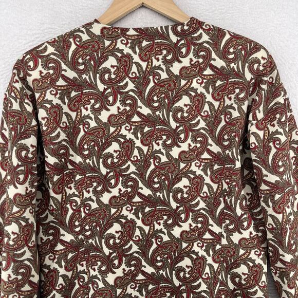 ADDENDA Top Womens M Paisley Shirt Blouse Button Front Long Sleeve Brown VTG - Picture 8 of 13
